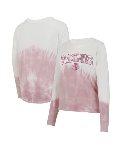 CONCEPTS SPORT WOMEN'S PINK/WHITE CHICAGO BLACKHAWKS ORCHARD TIE-DYE LONG SLEEVE T-SHIRT