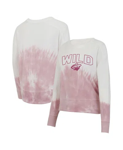 Concepts Sport Women's Pink/white Minnesota Wild Orchard Tie-dye Long Sleeve T-shirt In Pink,white