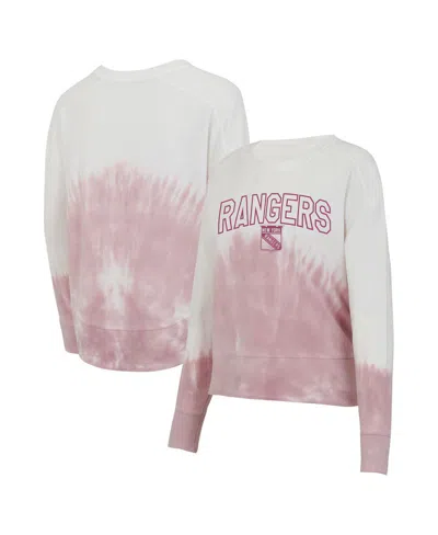Concepts Sport Women's Pink/white Chicago Blackhawks Orchard Tie-dye Long Sleeve T-shirt In Pink,white