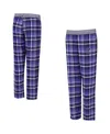 Concepts Sport Women's Purple Baltimore Ravens Laney Plaid Tri-blend Pants In Blue