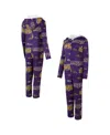 Concepts Sport Purple Baltimore Ravens  Roadway Allover Print Microfleece Full-zip Union Suit In Purple