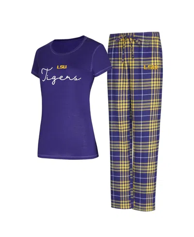 Concepts Sport Women's Purple Lsu Tigers Vector T-shirt Flannel Pants Sleep Set