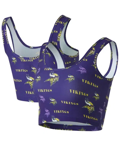 Concepts Sport Women's Purple Minnesota Vikings Mosaic Allover Print Bralette In Blue