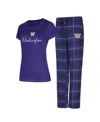 Concepts Sport Women's Purple Washington Huskies Vector T-shirt And Flannel Pants Sleep Set In Purple