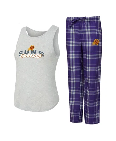 Concepts Sport Women's Purple/heather Gray Phoenix Suns Regulate Tank Pant Set In Blue