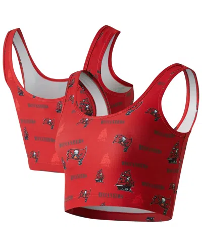 Concepts Sport Women's Red Tampa Bay Buccaneers Mosaic Allover Print Bralette In White