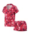 Concepts Sport Women's Red Washington Nationals Flagship Allover Print Top Shorts Sleep Set In Red
