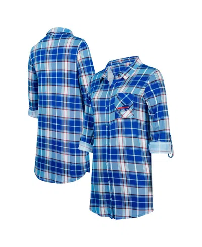 Concepts Sport Women's Royal Buffalo Bills Ashford Plaid Knit Nightshirt In Blue