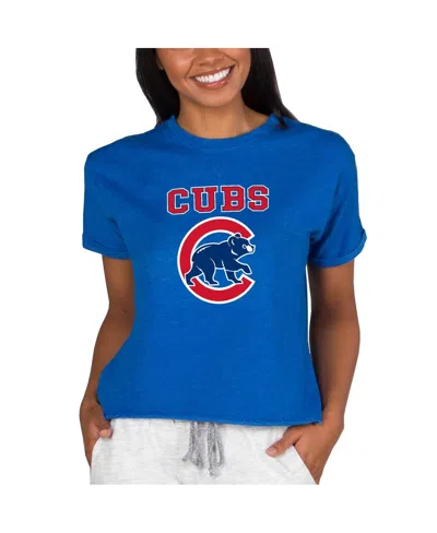 Concepts Sport Women's Royal Chicago Cubs Tri-blend Mainstream Terry Short Sleeve Sweatshirt Top In Blue