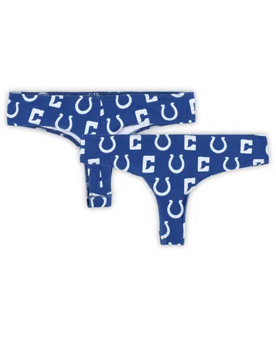 Concepts Sport Women's Royal Indianapolis Colts Record Allover Print Knit Thong In Blue