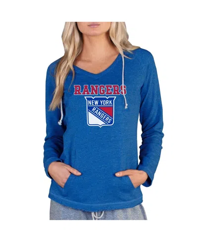 Concepts Sport Women's Royal New York Rangers Mainstream Terry Tri-blend Long Sleeve Hooded Top In Blue