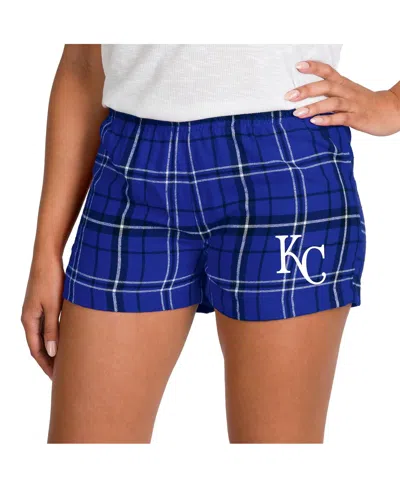 Concepts Sport Women's Royal/black Kansas City Royals Ultimate Flannel Shorts In Blue