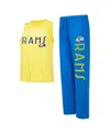 Concepts Sport Women's Royal/gold Los Angeles Rams Muscle Tank Top Pants Lounge Set In Royal,gold