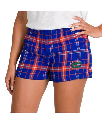 Concepts Sport Women's Royal/orange Florida Gators Ultimate Flannel Shorts In Multi