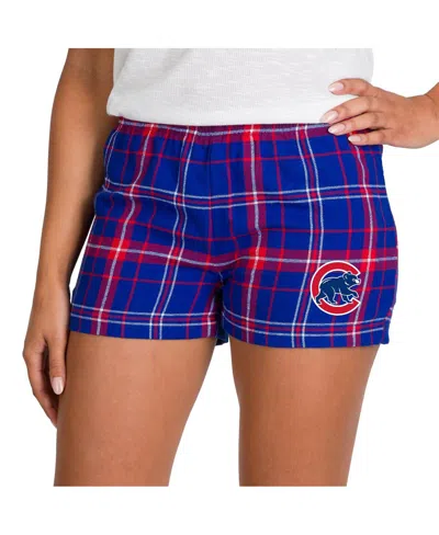 Concepts Sport Women's Royal/red Chicago Cubs Ultimate Flannel Shorts In Blue