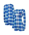 Concepts Sport Women's Royal/red Philadelphia Phillies Ashford Plaid V-neck Knit Romper In Royal,red