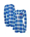 Concepts Sport Women's Royal/red Philadelphia Phillies Ashford Plaid V-neck Knit Romper In Royal,red
