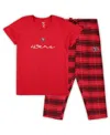 Concepts Sport Women's San Francisco 49ers Plus Size Script T-shirt And Pants Sleep Set In Scarlet,black