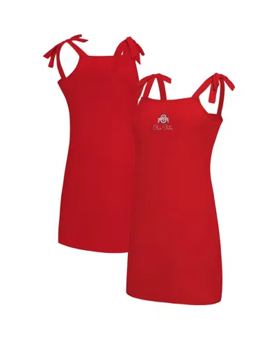 Concepts Sport Women's Scarlet Ohio State Buckeyes Tie-shoulder Nightdress In Red