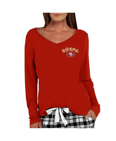 Concepts Sport Women's Scarlet San Francisco 49ers Marathon Knit Long Sleeve Lightweight V-neck Lounge Top In Red