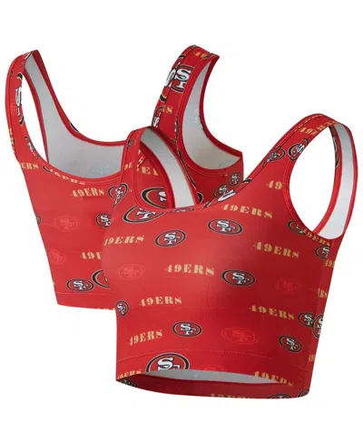 Concepts Sport Women's Scarlet San Francisco 49ers Mosaic Allover Print Bralette In Red