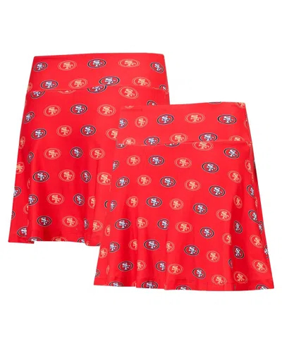 CONCEPTS SPORT WOMEN'S SCARLET SAN FRANCISCO 49ERS RECORD ALLOVER PRINT KNIT SLEEP SKORT