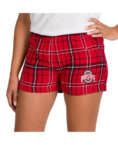 Concepts Sport Women's Scarlet/black Ohio State Buckeyes Ultimate Flannel Shorts In Red