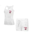 Concepts Sport Women's Tampa Bay Buccaneers Quartz Hacci Knit Tank Top Shorts Sleep Set In Cream,gray