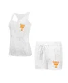 Concepts Sport Women's Tennessee Volunteers Quartz Tank Top Shorts Set In Cream,gray