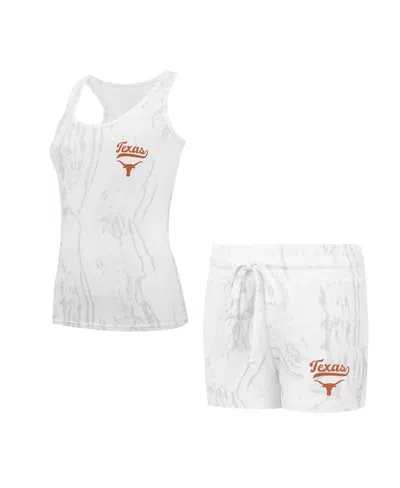 Concepts Sport Women's Texas Longhorns Quartz Tank Top Shorts Set In Cream,gray