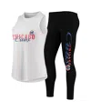 Concepts Sport Women's White, Black Chicago Cubs Sonata Tank Top And Leggings Set In White,black