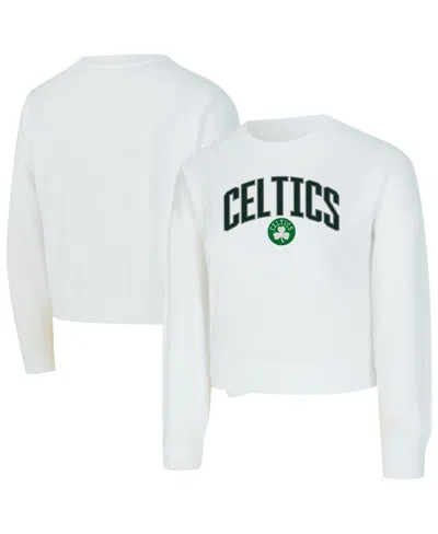 Concepts Sport Women's White Boston Celtics Laney Chenille Cropped Long Sleeve T-shirt