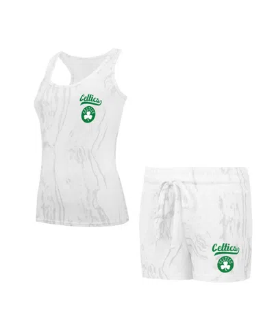 Concepts Sport Women's White Boston Celtics Quartz Tank Top Shorts Set In White,gray