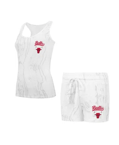 CONCEPTS SPORT WOMEN'S WHITE CHICAGO BULLS QUARTZ TANK TOP AND SHORTS SET