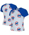 Concepts Sport Women's White Chicago Cubs Outbound Pinstripe Raglan Top In Multi