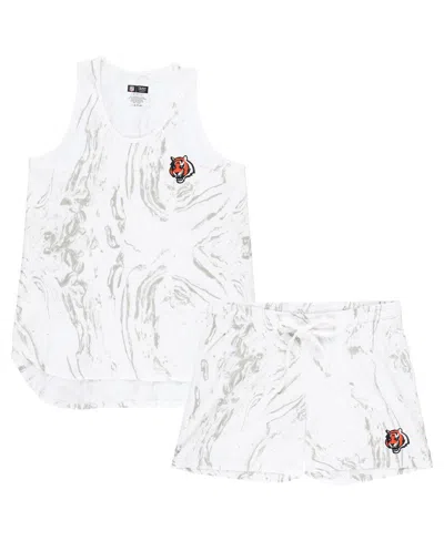 Concepts Sport Women's White Cincinnati Bengals Plus Size Quartz Tank Top And Shorts Set