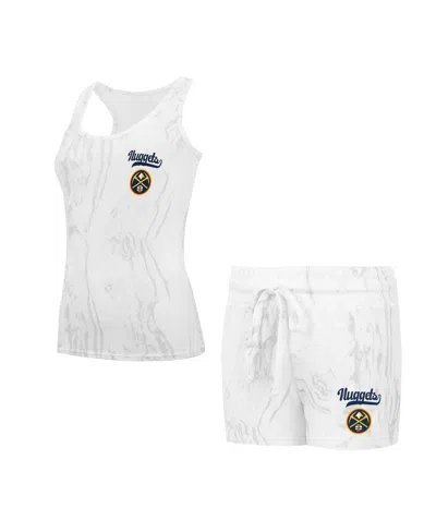 Concepts Sport Women's White Denver Nuggets Quartz Tank Top Shorts Set In White,gray
