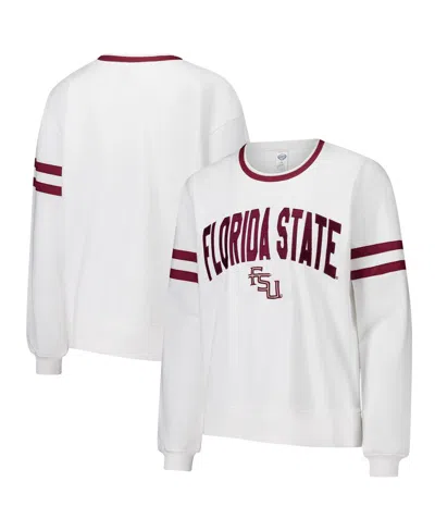 Concepts Sport Women's White Florida State Seminoles Borough French Terry Arch Over Long Sleeve Top