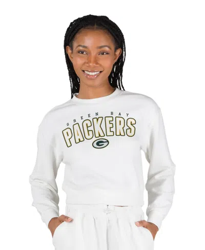 Concepts Sport Women's White Green Bay Packers Kingston Long-sleeve Lounge Cropped Top