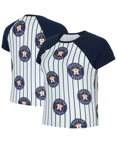 Concepts Sport Women's White Houston Astros Outbound Pinstripe Raglan Top In Multi