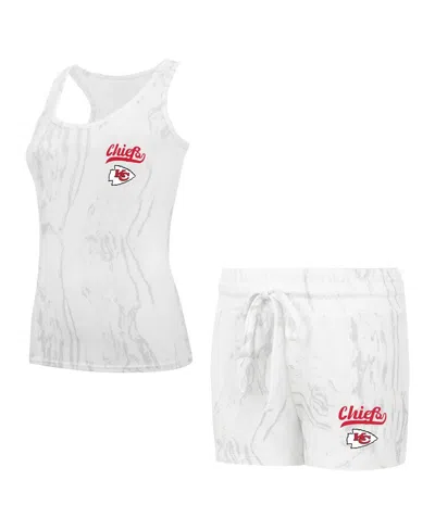 CONCEPTS SPORT WOMEN'S WHITE KANSAS CITY CHIEFS PLUS SIZE QUARTZ TANK TOP SHORTS SET