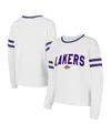 Concepts Sport Women's White Los Angeles Lakers Borough Pullover Sweatshirt In White