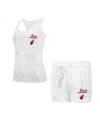Concepts Sport Women's White Miami Heat Quartz Tank Top Shorts Set In White Gray