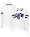 Concepts Sport Women's White Michigan Wolverines Borough French Terry Arch Over Long Sleeve T-shirt In White