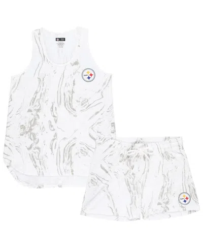 Concepts Sport Women's White Pittsburgh Steelers Plus Size Quartz Tank Top And Shorts Set