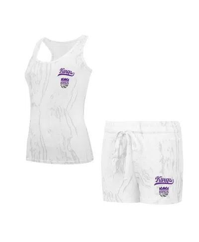Concepts Sport Women's White Sacramento Kings Quartz Tank Top Shorts Set In White Gray