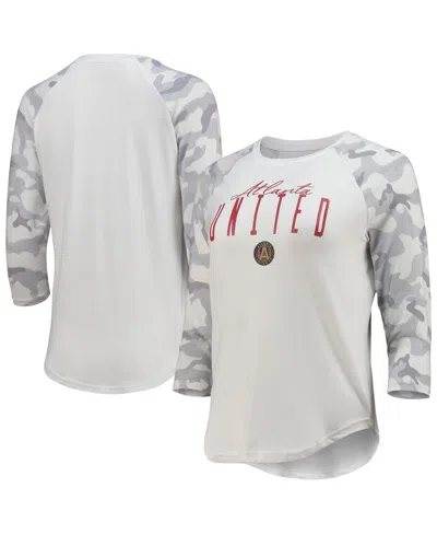 Concepts Sport Women's White/gray Atlanta United Fc Composite 3/4-sleeve Raglan Top In White,gray