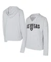 Concepts Sport Women's White/gray Las Vegas Raiders Liftoff Striped V-neck Hoodie In Gray