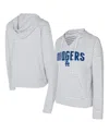 Concepts Sport Women's White/gray Los Angeles Dodgers Liftoff Striped V-neck Hoodie In White