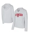Concepts Sport Women's White/gray San Francisco 49ers Liftoff Striped Notch Neck Pullover Hoodie In Multi